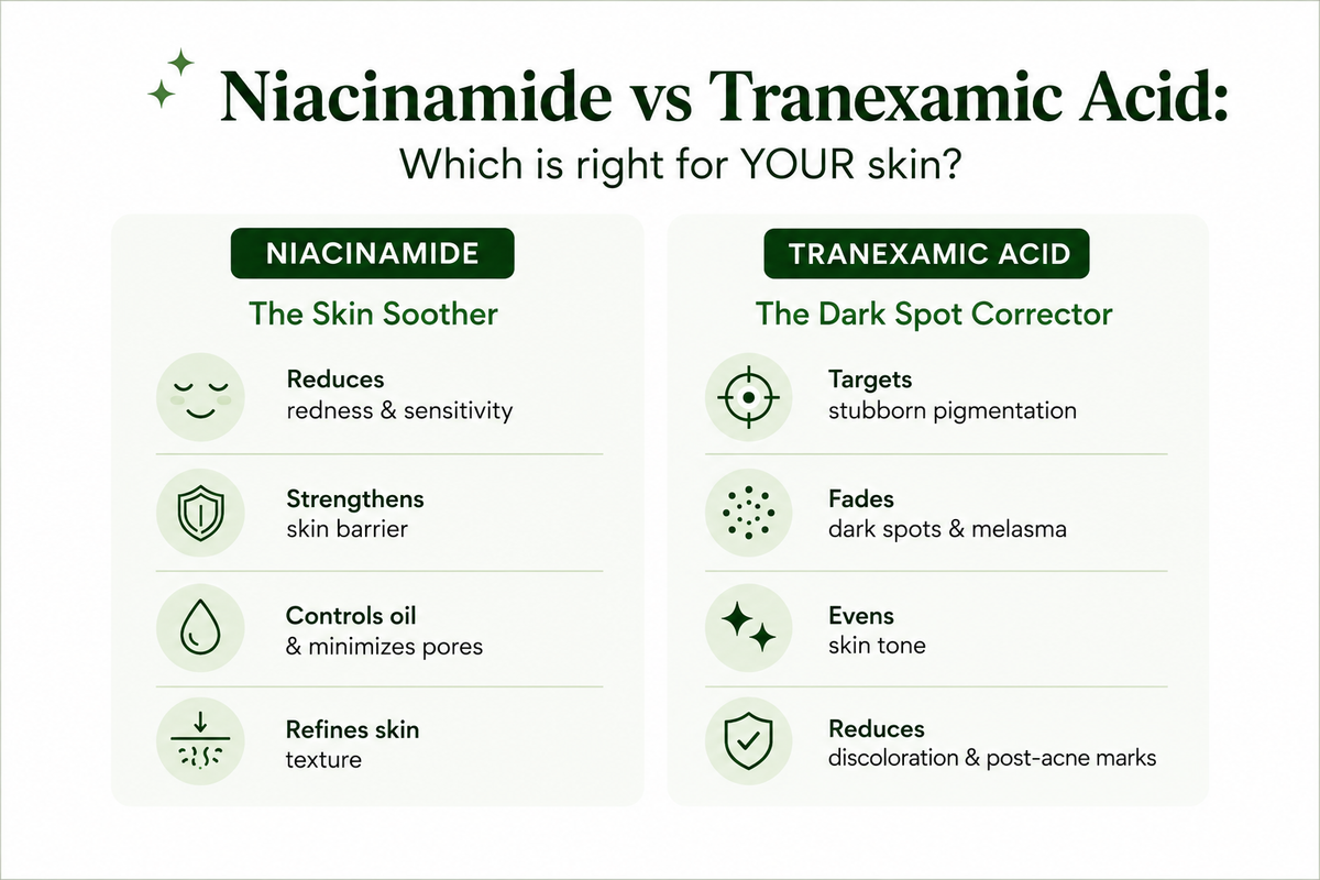 Niacinamide vs Tranexamic Acid: Which One Is Actually Better for Dark Spots?